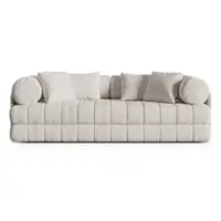 Canapea bej extensibilă cu tapițerie din țesătură bouclé 206 cm Kemi – Cosmopolitan Design