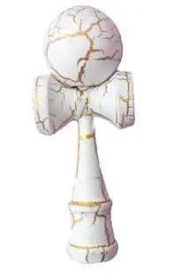 UB Kendama profesionala din lemn 18 cm model clasic cu design crapat culoare ALB