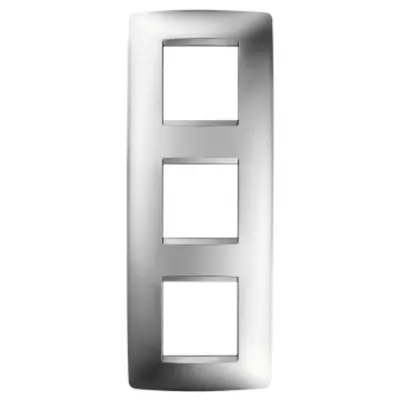 Placa ornament CProiector HORUS ONE - IN METALLISED TECHNOPOLYMER - 2+2+2 modul VERTICAL - CHROME - CProiector HORUS