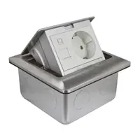 Doza pardoseala popup+doza protectie, metal, IP44, rectangulara, echipata cu priza 2m 2P+E+priza date 1m RJ45 UTP