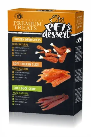 Recompense pentru caini Pet s Dessert Mix cu pui rata 3 buc x 80 gr