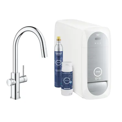 Set bucatarie Grohe Blue Home 31541000, 3/8, pipa inalta, Tip C, dublu comanda, filtre, racire, apa carbogazoasa, dus extractabil, Crom