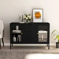 vidaXL Servantă, negru, 105x35x70 cm, oțel și sticlă securizată