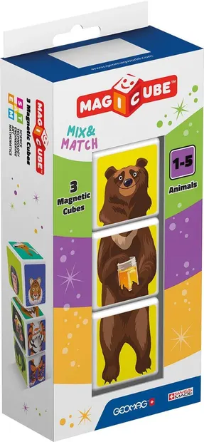 Cuburi magnetice Geomag - Animale, 3 piese