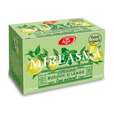 Ceai cu busuioc si lamaie Mireasma, 20 plicuri, Fares