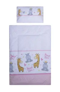 Lenjerie patut cu 5 piese 140x70 cm Hipo girafa