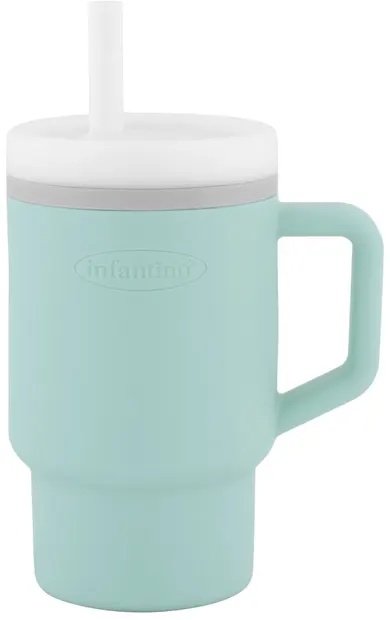 Pahar din silicon cu pai Infantino - 270 ml, albastru