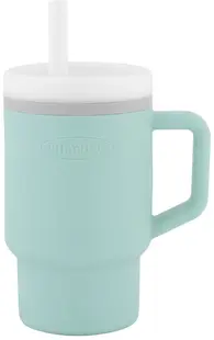 Pahar din silicon cu pai Infantino - 270 ml, albastru