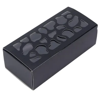 Cutie dreptunghiulară cu fereastră asimetrică - negru (set 50 buc) - 6x13x4cm - Default Title
