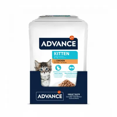 Set 12 buc x 85 gr Hrana umeda pentru pisici Advance Kitten cu pui