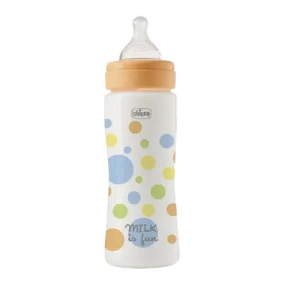 Biberon cu tetina din silicon si flux rapid Perfect Easy pentru baieti 4 luni+, 330ml, Chicco