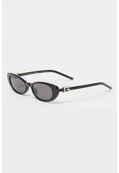 Ochelari de soare cat-eye cu lentila cu uniforma - Negru - Argintiu - Negru