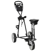 vidaXL Troler de golf cu scaun Negru și Alb Fier Pliabil