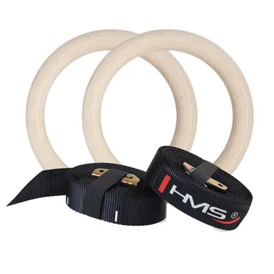 Inele de gimnastică din lemn HMS TX07 cu bandă de măsurare