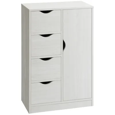 HOMCOM Mobilier Dulap Baie cu 4 Sertare si 2 Niveluri, Modern si Practic pentru Baie, Alb | Aosom Romania