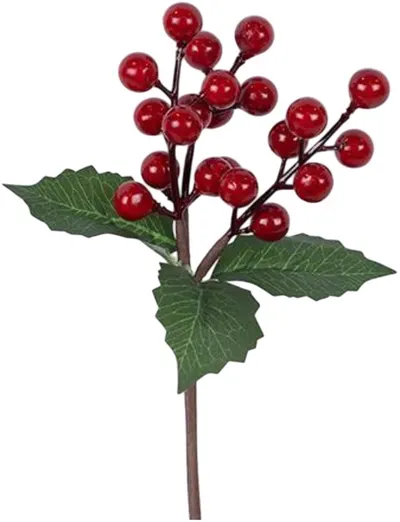Decorare Eurolamp - Creangă cu fructe de pădure roșii, 20 cm