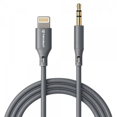 Cablu Audio Lightning - 3.5mm Techsuit AC5 SoundFlex, 1m, Gri