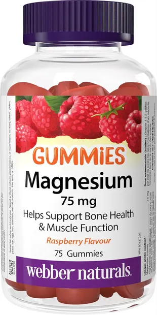 Magnesium Gummies, 75 mg, 75 tablete de jeleu, Webber Naturals