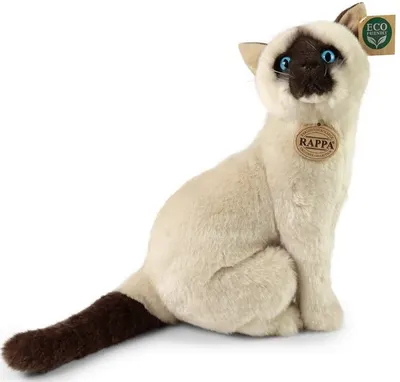 Jucărie de pluș Rappa Eco Friends - Pisica siameză, șezând, 30 cm