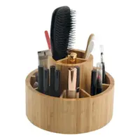 Organizator de baie în culoare naturală pentru cosmetice/rotativ, din bambus Isalys – MSV