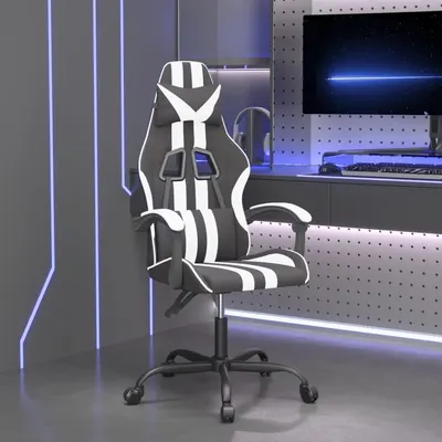 vidaXL Scaun de jocuri, negru și alb, piele ecologică