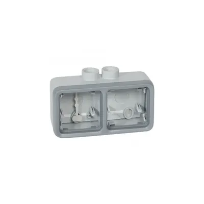 Doza aparenta Plexo IP55 - 2 module horizontal - pentru cable glands - gri