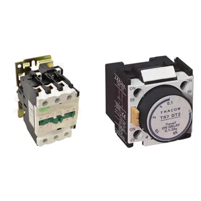 Pachet Complet Automatizare: Contactor TR1D8011 660V 50Hz 80A 37kW 230V AC-3 1NO 1NC si Bloc de Temporizare la Actionare pentru Contactor TR1D/F TR7DT2 0.1-30sec 1NC 1NO Meta Titlu (fara diacritice)