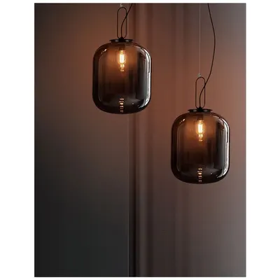 Lampa suspendata HUNTER Negru Aluminiu & Smoke Sticla LED E27 1x12 Wat 230 Volt IP20 Fara bec