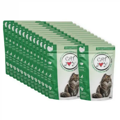 Set 24 buc x 85 gr Hrana umeda pentru pisici adulte Cat Joy cu curcan in sos