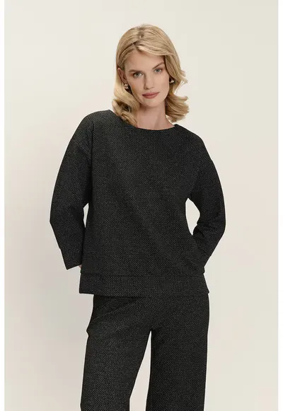 Bluza de trening cu maneci trei sferturi - Negru