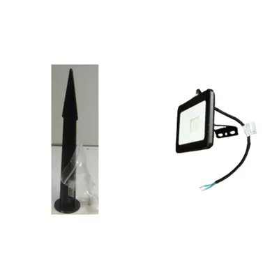 Pachet Brat Montaj Pamant Proiector + Proiector LED 30W Alb Negru Lumina Neutra