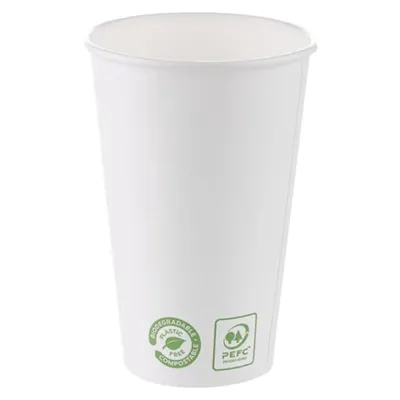 Pahare din Carton, 480 ml, Biodegradabile, Albe, 25 Bucati
