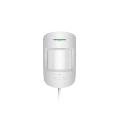 Detector de miscare PIR Ajax MotionProtect Plus Fibra WH, 12 m, 88 grade, pet immunity, 2000 m