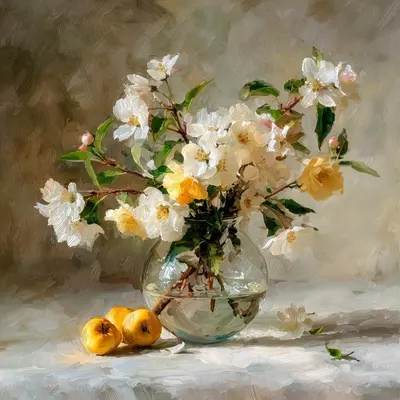 Tablou cu ramă imprimat 60x60 cm Apple Flowers – Styler