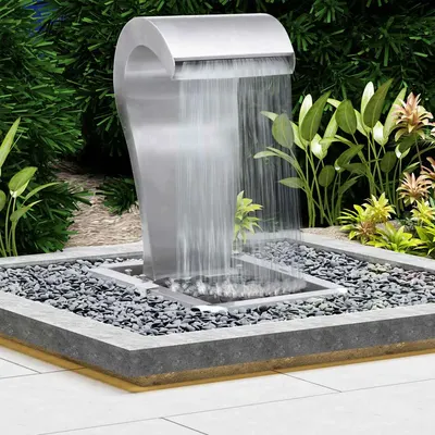 vidaXL Fântână de grădină, argintiu, 34x49x82 cm, oțel inoxidabil
