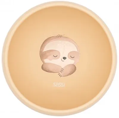 Bol din silicon cu ventuză Sassi - Gnawy The Sloth, portocaliu