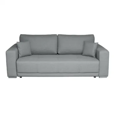 Canapea BERNA B extensibila, 3 locuri, cu arcuri si lada depozitare, gri deschis, 238x108x77 cm