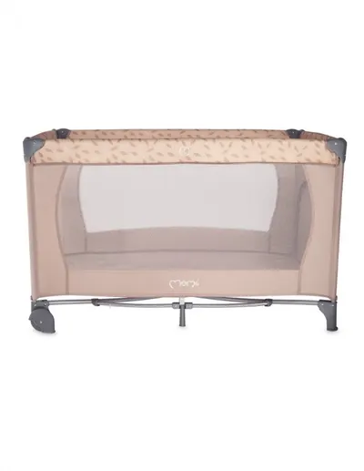 Patut pliabil pentru copii Momi Belove Beige 60x120 cm cu roti, usita cu fermoar, geanta de transport