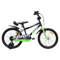 Bicicleta pentru copii NOVOKIDS SplendOr Boom PRO Edition Verde Cu bidon pentru apa, Roti 16 inch, Greutate admisa 50 kg, Cadru din otel, Roti ajutatoare detasabile, Ghidon reglabil pe inaltime