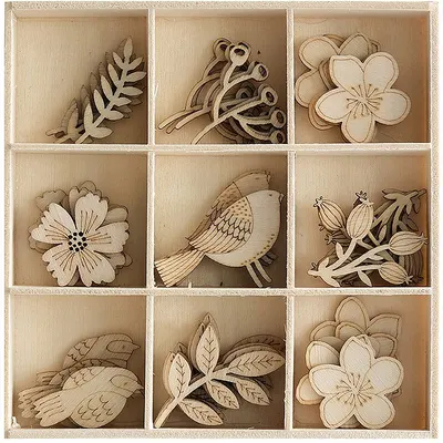 Set de figurine din lemn Galeria Papieru - Garden, 45 bucăți