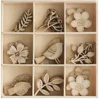 Set de figurine din lemn Galeria Papieru - Garden, 45 bucăți