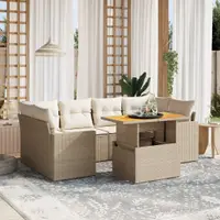 Gossi set canapele de gradina, 7 piese, cu perne, bej, poliratan
