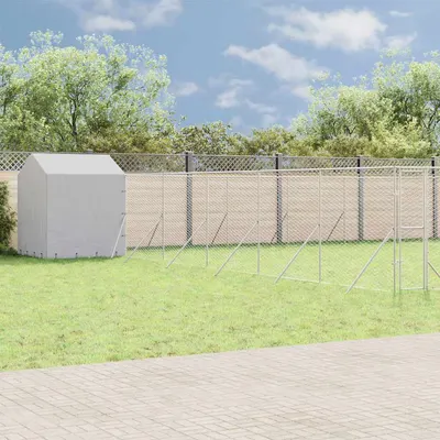 vidaXL Padoc exterior cu acoperiș argintiu 12x12x2,5 m oțel galvanizat
