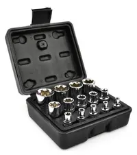 Set de tubulare Geko - G13566, 1/2'', 1/4'', 3/8'', Torx, E4-E24, 14 piese