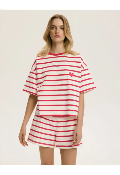 Pijama dama - In dungi - inimioare - Rosu-Alb Crem Obsession Bloodwqfwqdvii - Dungi