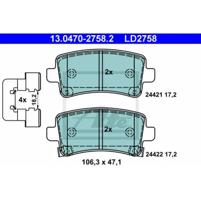 Set placute frana, frana disc ATE 13.0470-2758.2
