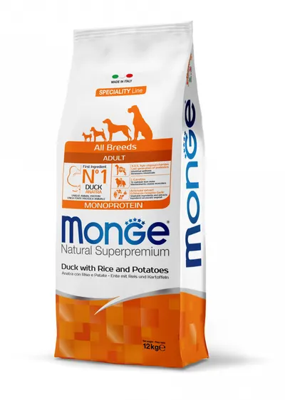Monge Natural Superpremium Monoprotein Adult All Breeds - Rata si Orez - 12kg