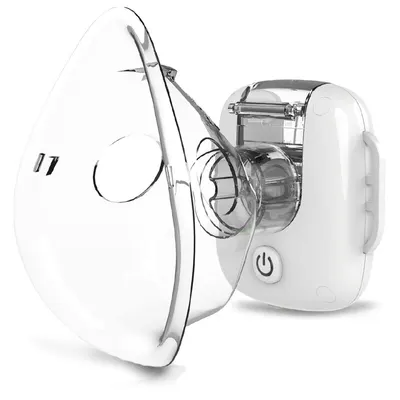 Aparat aerosoli copii, Lionelo, Nebi Air, Portabil, 2 masti incluse, Cu baterie incorporata, Autonomie de pana la 60 min., Cablu USB, >30 dB, Alb