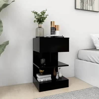 vidaXL Noptiere, 2 buc., negru, 40x35x65 cm