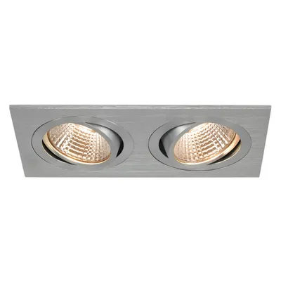 Spot incastrat, NEW TRIA 155 Ceiling lights, aluminium double-headed LED, 2700K, rectangular, brushed aluminium, 38°, 14.7W, incl. driver, clip springs